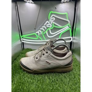 Ecco Golf Natural Motion Biom Spiked Shoes Hydro Max Womens Sz 8 Tan Yak Leather